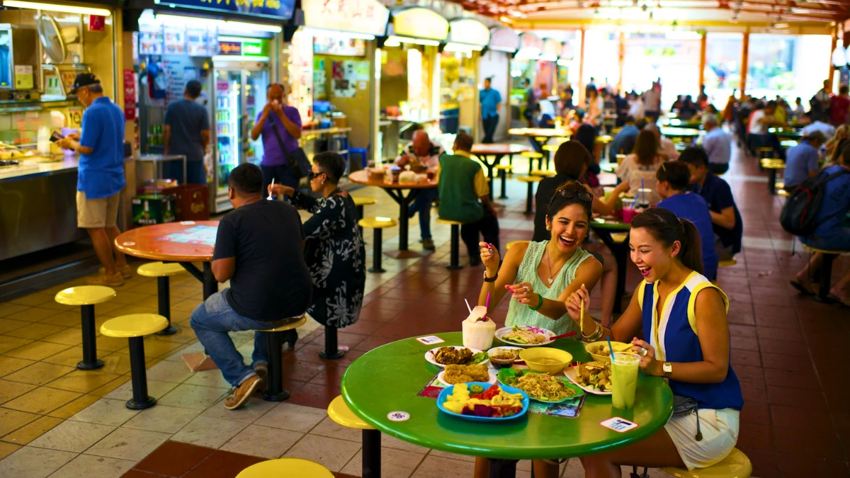 Going to a hawker center and eating