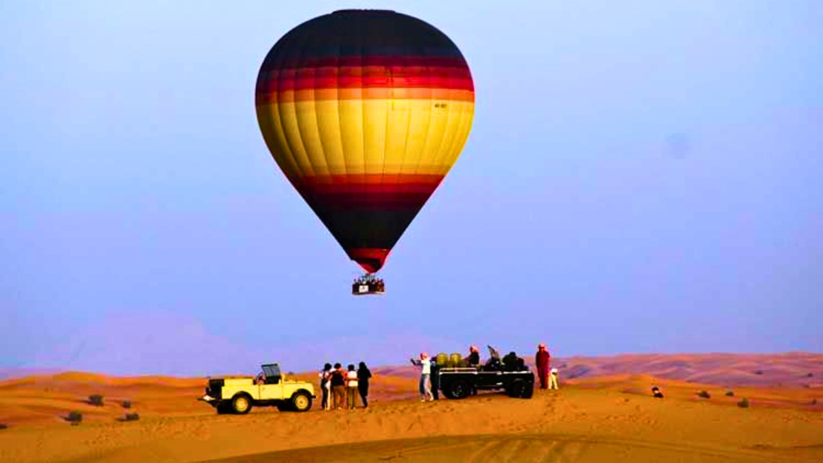 Hot Air Ballooning Over Desert