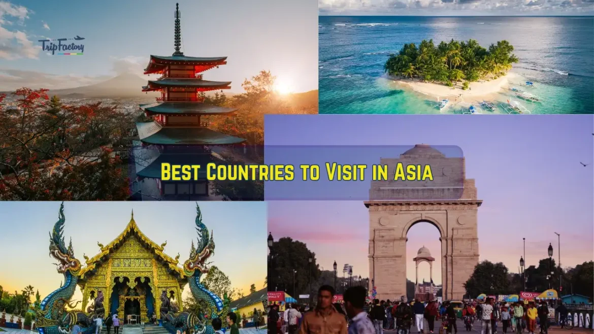 Best Countries to Visit in Asia This Images show some important locations of Asia. Japan, Philippines , Thailand and India