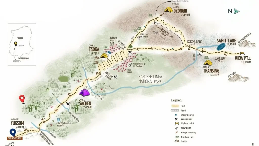 Khangchendzonga National Park Trekking Map and Zones
