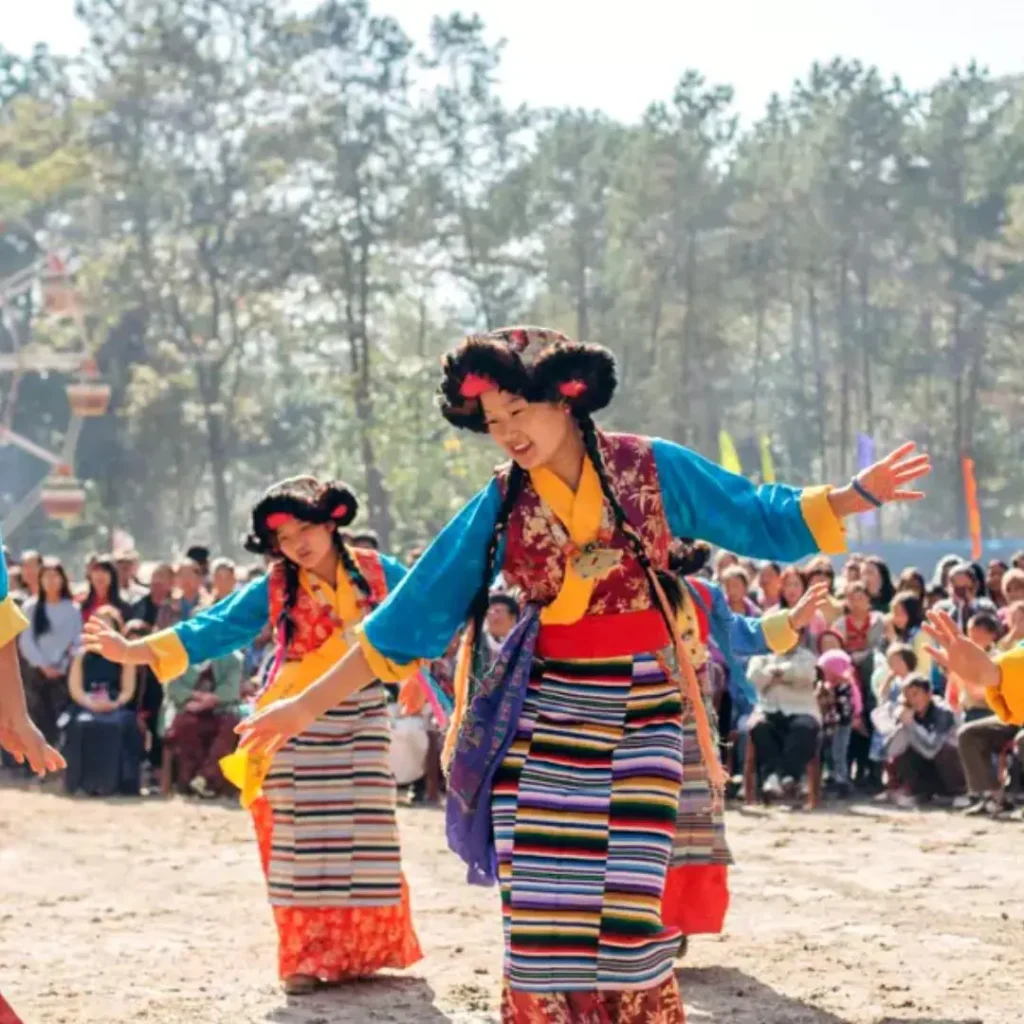 Culture of Sikkim: Tradition , Food & Art, Music, Dance & Image 6 Sikkim culture representing by the local girls by dancing
