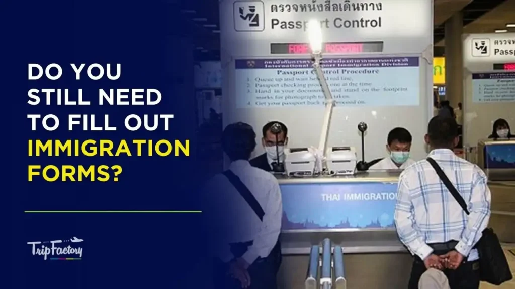 People standing in line for immigration process in Thailand, representing if we need to apply for a visa to Thailand from India or not.