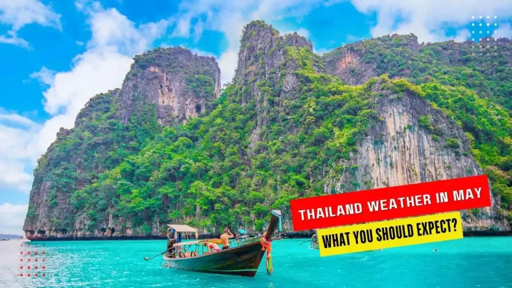 Beach of Thailand with mountains representing weather in May