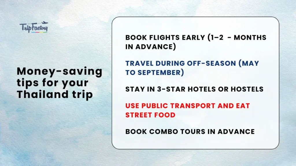 Money-saving tips for Thailand trip