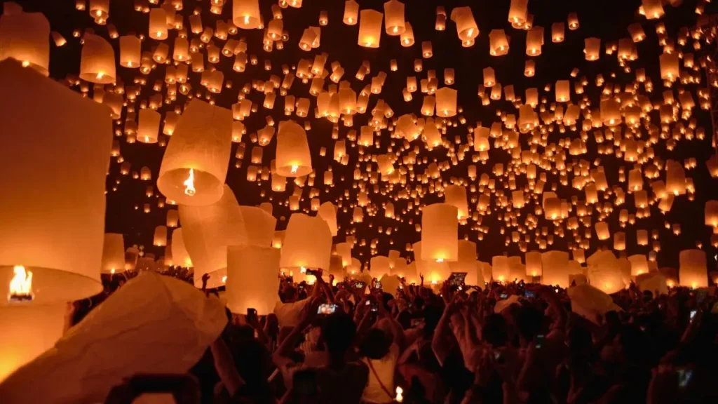 Yi Peng Firework Festival in Chiang Mai, Thailand
